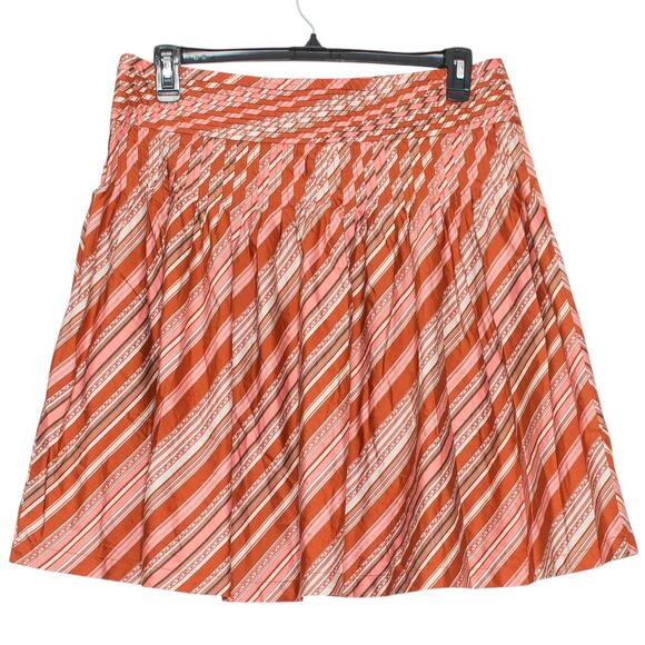 Talbots Skirt Pleated Boho Retro Preppy Coastal Cottage Prairie Orange Pink 14P - Picture 4 of 4